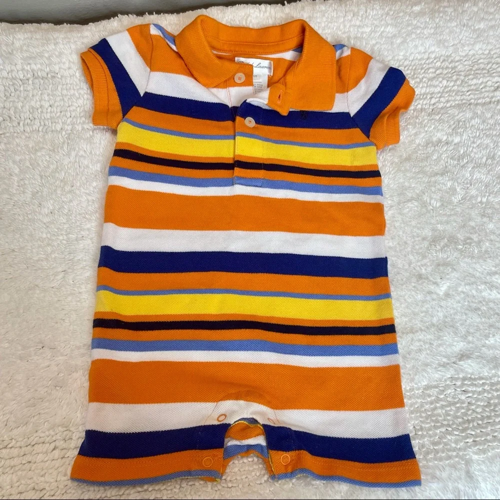 Ralph Lauren Orange Stripe Romper Size 18 Months